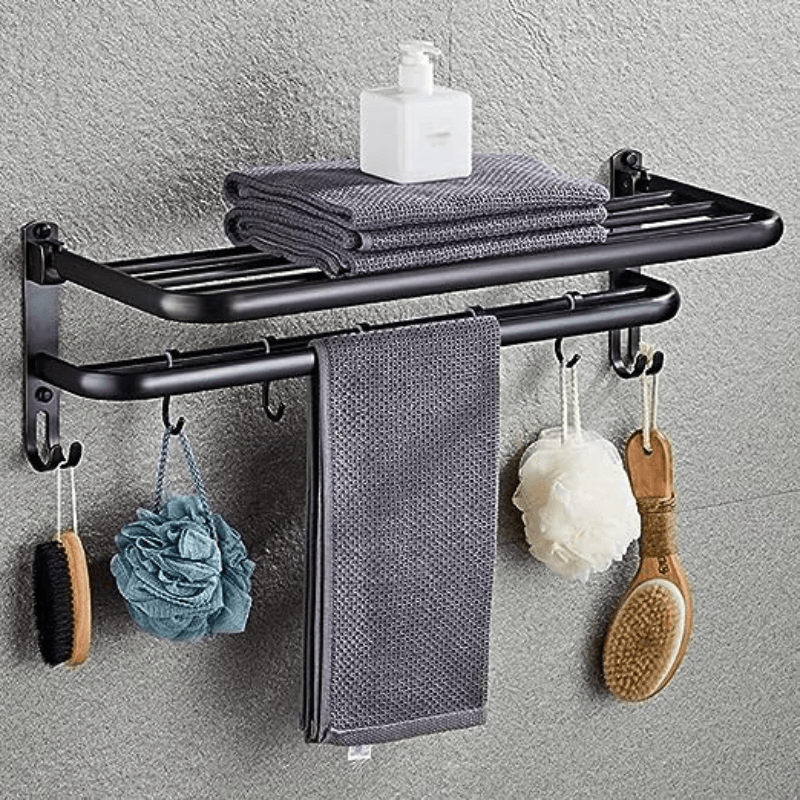 Toalheiro Duplo Preto Matte para Banheiro - Acessório de Banho Moderno