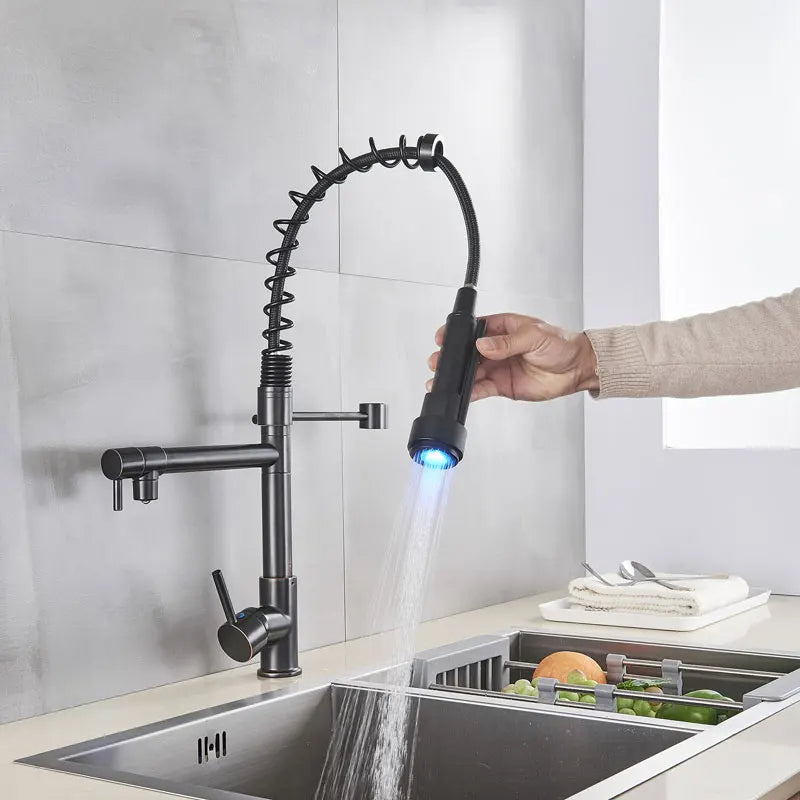 Torneira Gourmet Monocomando com LED Safira para Cozinha