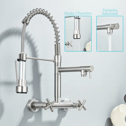 Torneira Gourmet de Parede para Cozinha - Modelo Aura, Design Moderno e Funcional