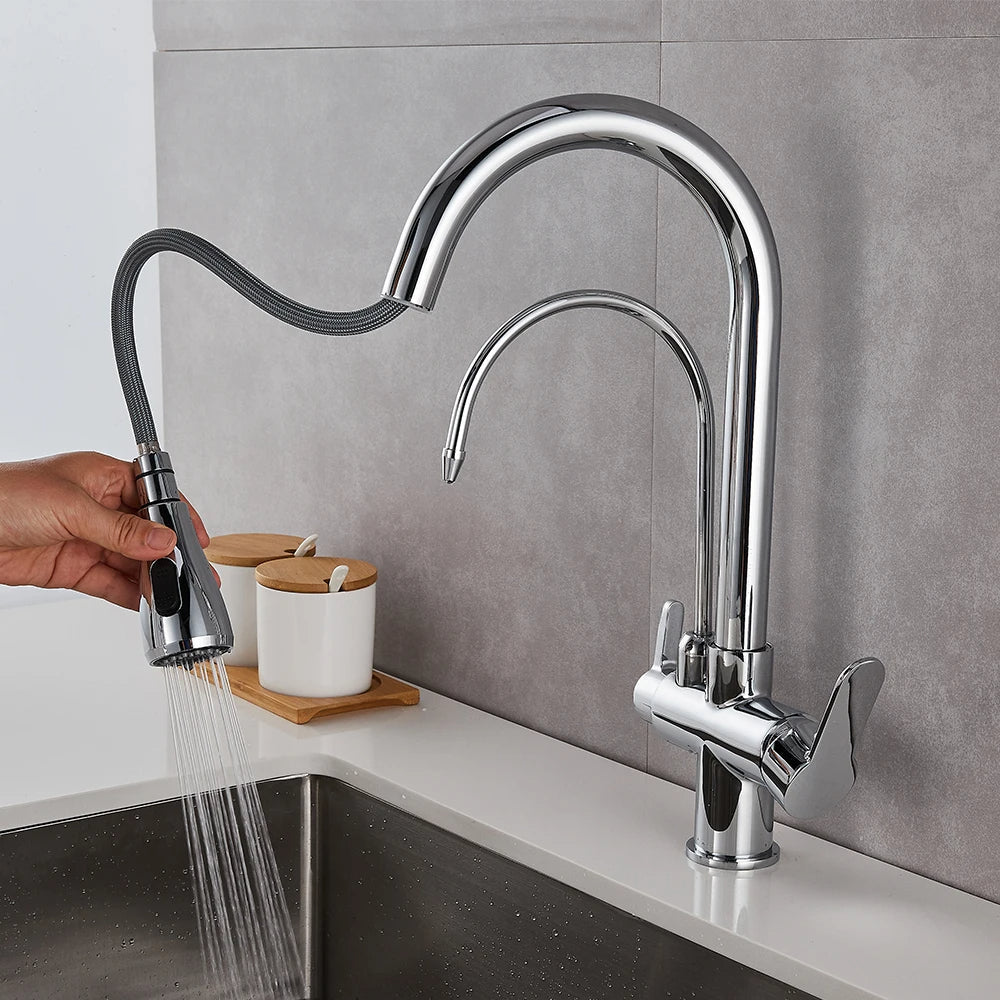 Torneira Gourmet para Cozinha Monocomando com Dupla Função e Filtro, Jato Extensível