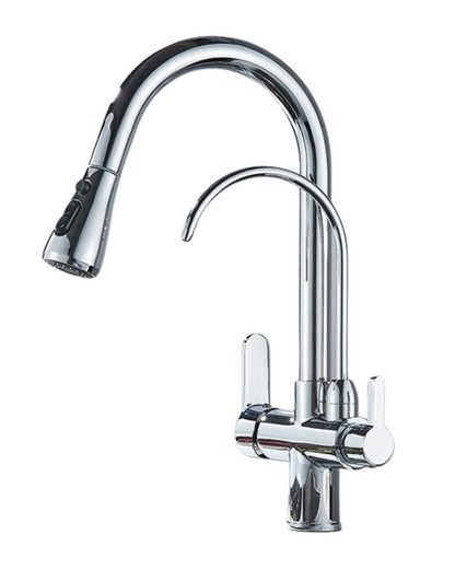 Torneira Gourmet para Cozinha Monocomando com Dupla Função e Filtro, Jato Extensível
