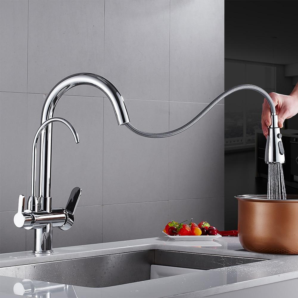 Torneira Gourmet para Cozinha Monocomando com Dupla Função e Filtro, Jato Extensível