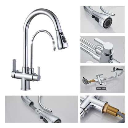 Torneira Gourmet para Cozinha Monocomando com Dupla Função e Filtro, Jato Extensível