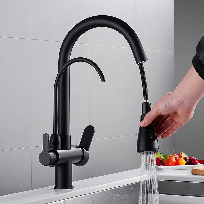 Torneira Gourmet para Cozinha Monocomando com Dupla Função e Filtro, Jato Extensível