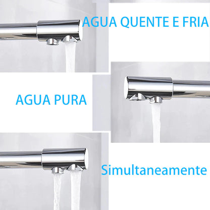 Torneira Gourmet para Cozinha com Filtro Duplo Comando e Design Giratório
