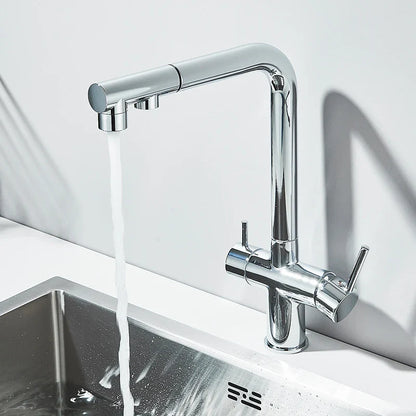 Torneira Gourmet para Cozinha com Filtro Duplo Comando e Design Giratório