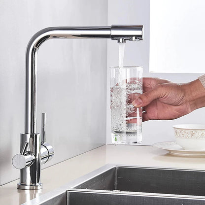 Torneira Gourmet para Cozinha com Filtro Duplo Comando e Design Giratório