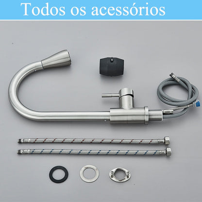 Torneira Monocomando de Cozinha em Níquel Escovado com Extensor