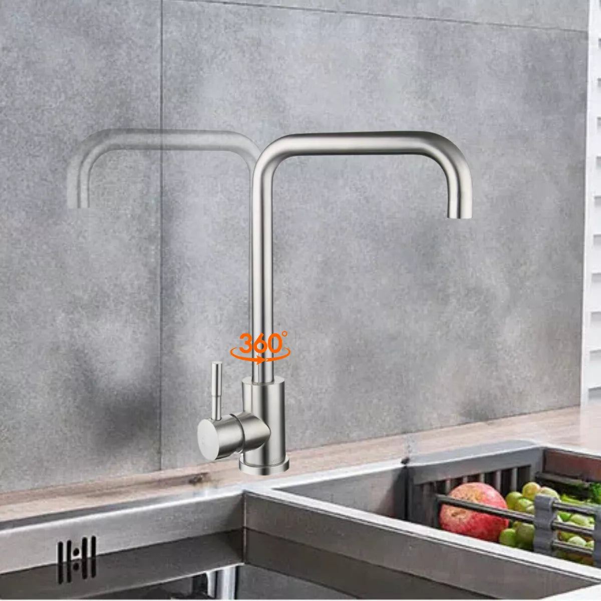 Torneira Monocomando para Cozinha com Misturador e Acabamento em Cromo