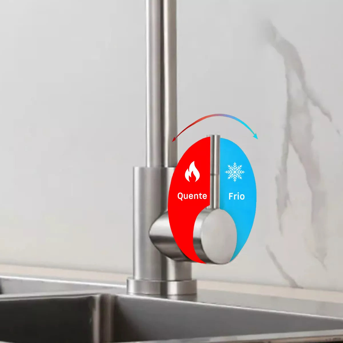Torneira Monocomando para Cozinha com Misturador e Acabamento em Cromo