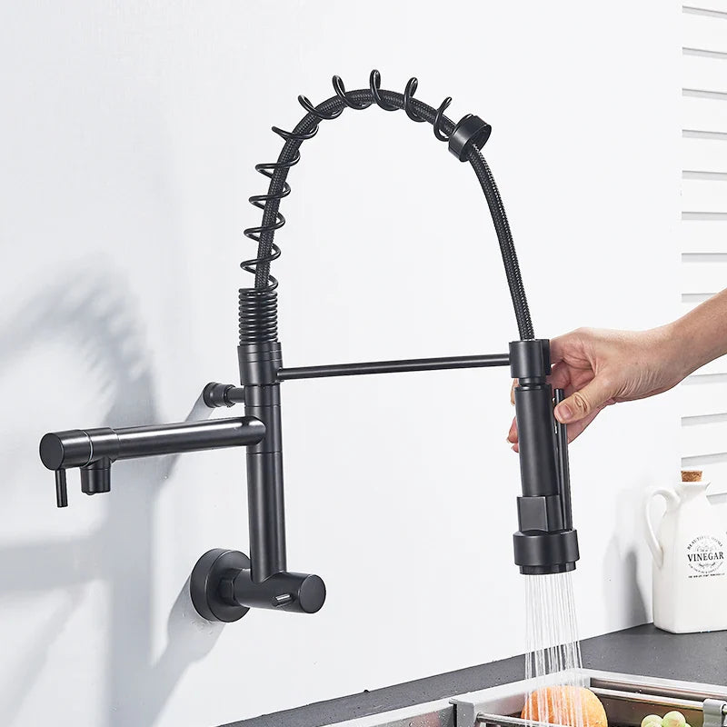 Torneira de Parede para Cozinha com Bica Móvel e Acabamento Cromado