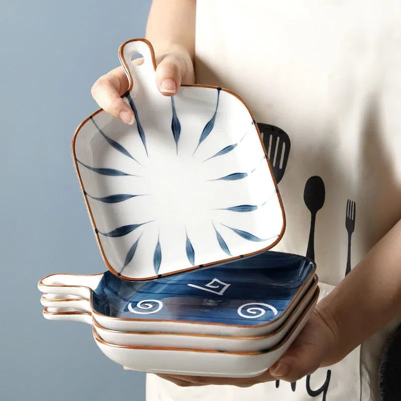 Travessa de Cerâmica Japonês Pintada à Mão - Design Autêntico e Elegante