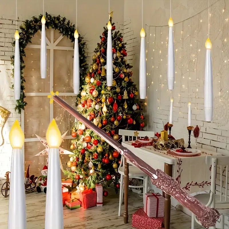 Velas Flutuantes Mágicas com Controle de Varinha - Efeito Decorativo para Festas