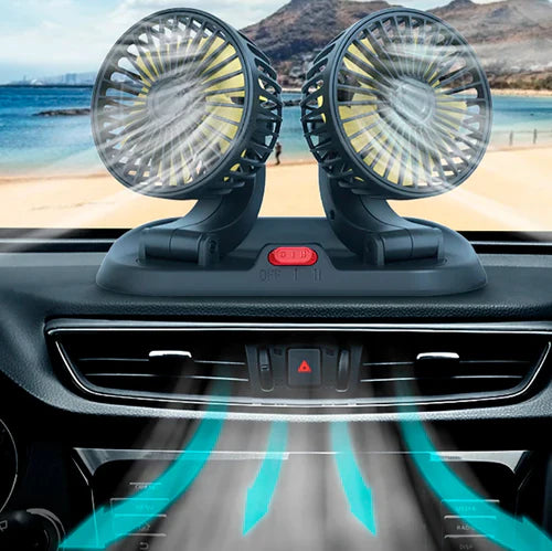 Ventilador Duplo Automotivo Portátil - Ventilador de Carro com Duas Ventoinhas