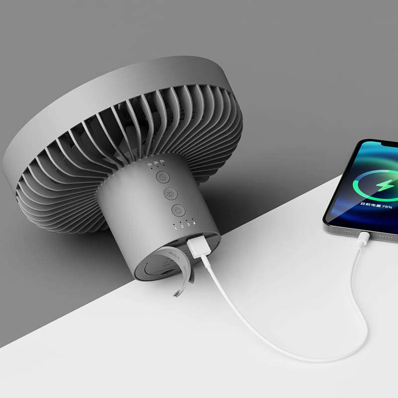 Ventilador Portátil Turbo para Camping com Tripé e Luz LED Recarregável