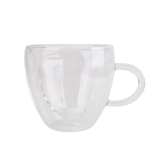 Xícara de Vidro Duplo em Formato de Coração - Capacidade 180ml ou 240ml