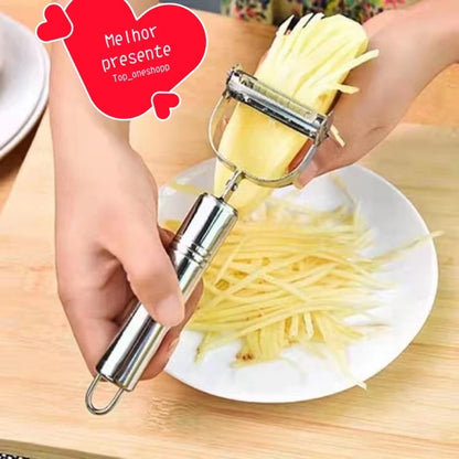 Descascador INOX Legumes Frutas Dupla Lâmina Móvel 2 Em 1