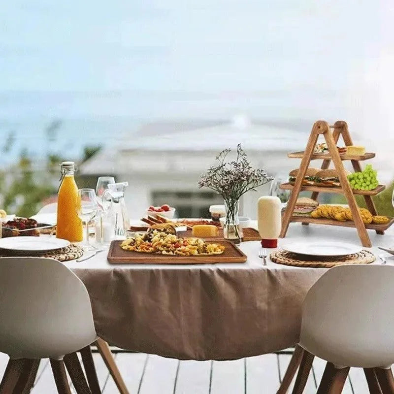 Bandeja de Madeira Rústica para Servir Alimentos e Frutas - Ideal para Festas e Reuniões