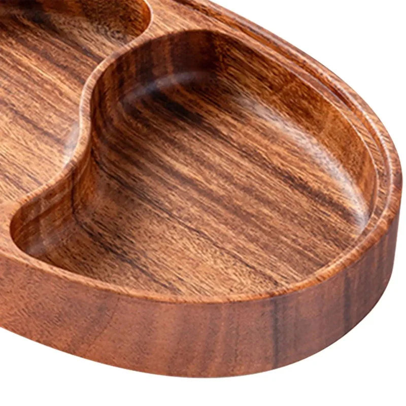 Bandeja Rústica de Madeira Dividida para Servir Aperitivos