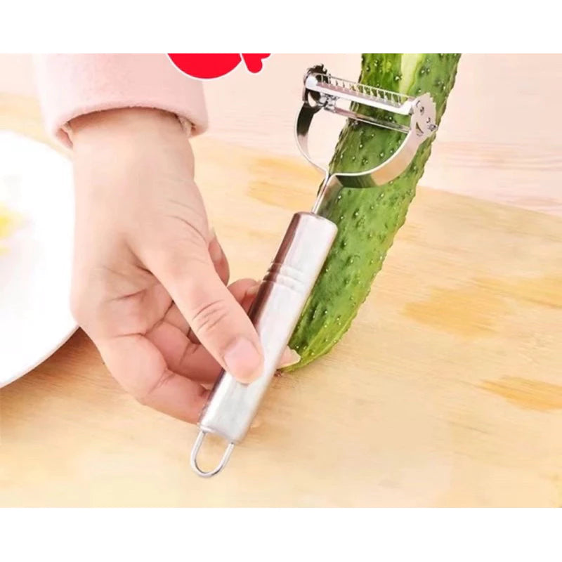 Descascador INOX Legumes Frutas Dupla Lâmina Móvel 2 Em 1