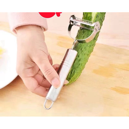 Descascador INOX Legumes Frutas Dupla Lâmina Móvel 2 Em 1