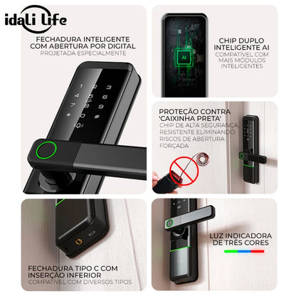 Fechadura Digital Biométrica Wi-Fi com Senha e Tag