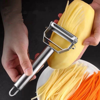 Descascador INOX Legumes Frutas Dupla Lâmina Móvel 2 Em 1
