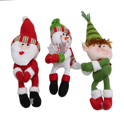 Capa de Garrafa de Vinho Natalina com Papai Noel e Boneco de Neve
