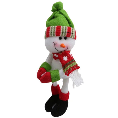 Capa de Garrafa de Vinho Natalina com Papai Noel e Boneco de Neve