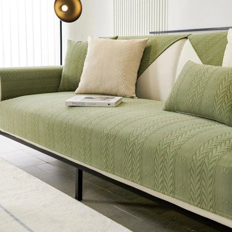 Capa de Sofá Chenille Antiderrapante Impermeável Verde