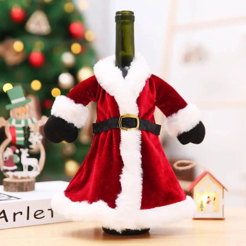Capa de Veludo para Garrafa de Vinho Natalina - Decoração Festiva