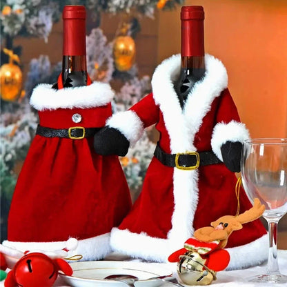 Capa de Veludo para Garrafa de Vinho Natalina - Decoração Festiva