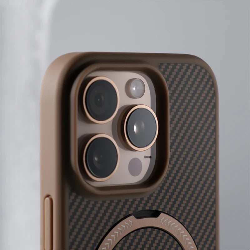 Capa para iPhone em Fibra de Carbono Anti-Impacto com Suporte para Carregamento MagSafe