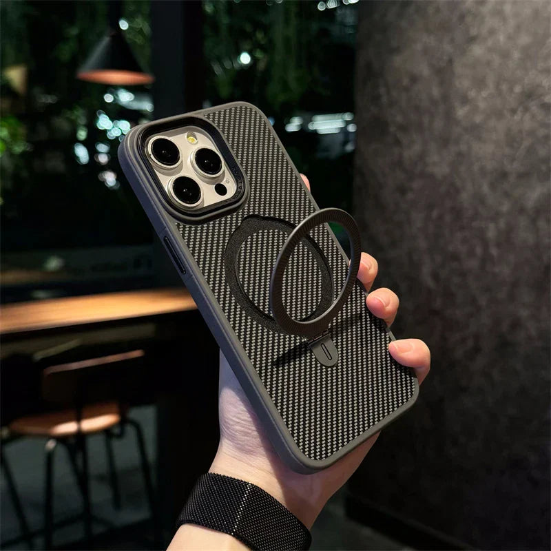 Capa Resistente para iPhone em Fibra de Carbono com Compatibilidade MagSafe