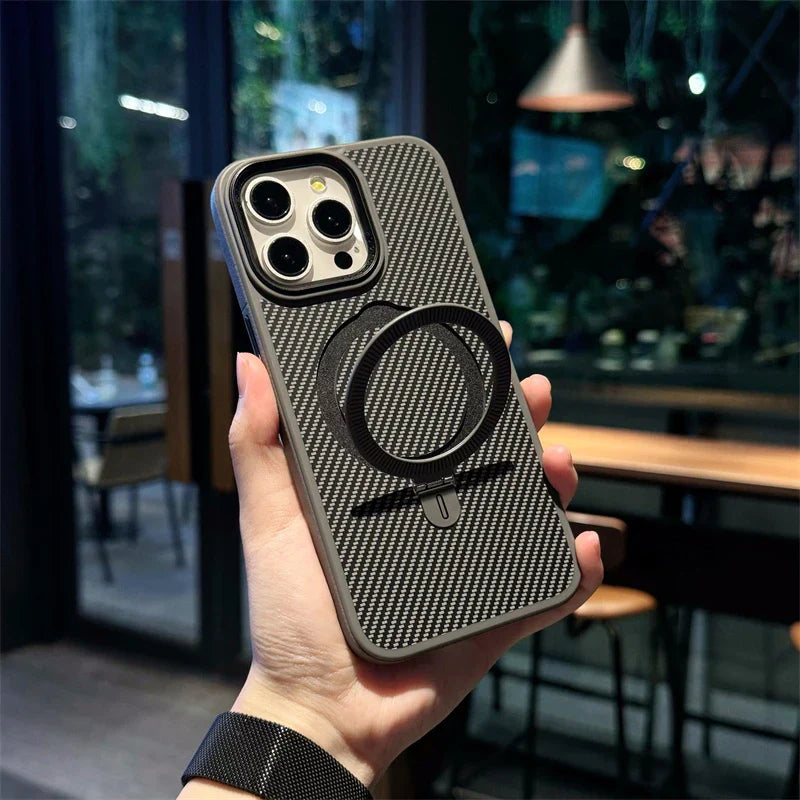 Capa Resistente para iPhone em Fibra de Carbono com Compatibilidade MagSafe