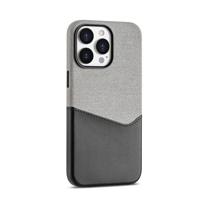 Capinha Minimalista para iPhone em Tecido e Couro