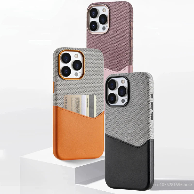 Capinha Minimalista para iPhone em Tecido e Couro