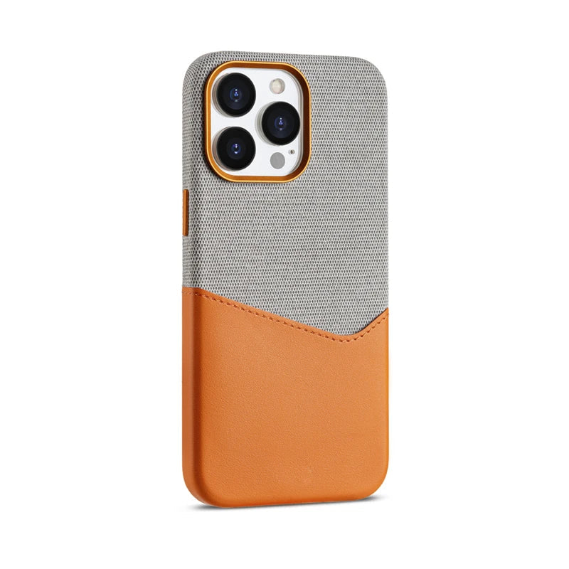 Capinha Minimalista para iPhone em Tecido e Couro