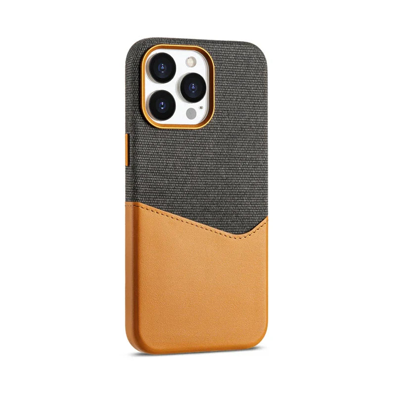 Capinha Minimalista para iPhone em Tecido e Couro
