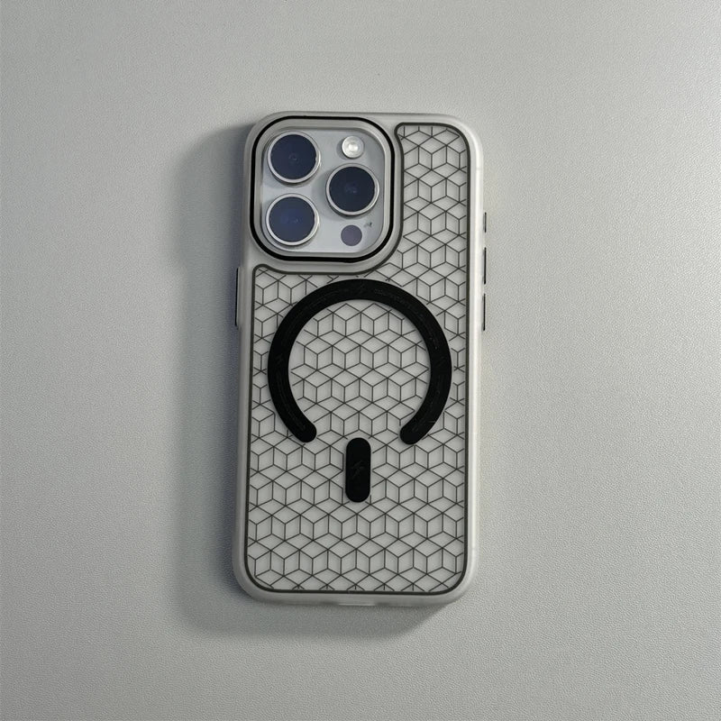 Capinha para iPhone com Design Geométrico Minimalista e Compatibilidade MagSafe