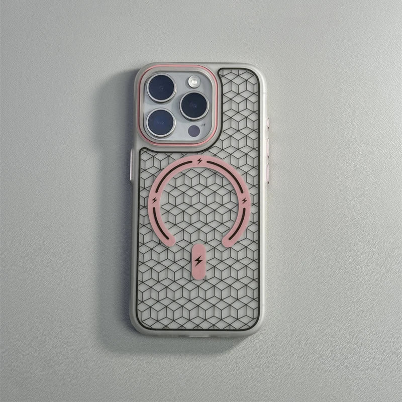 Capinha para iPhone com Design Geométrico Minimalista e Compatibilidade MagSafe