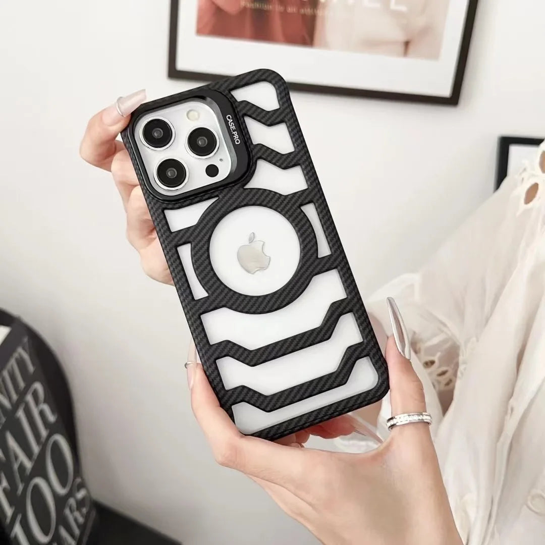 Capinha para iPhone em Carbono com Dissipação de Calor e Compatibilidade MagSafe