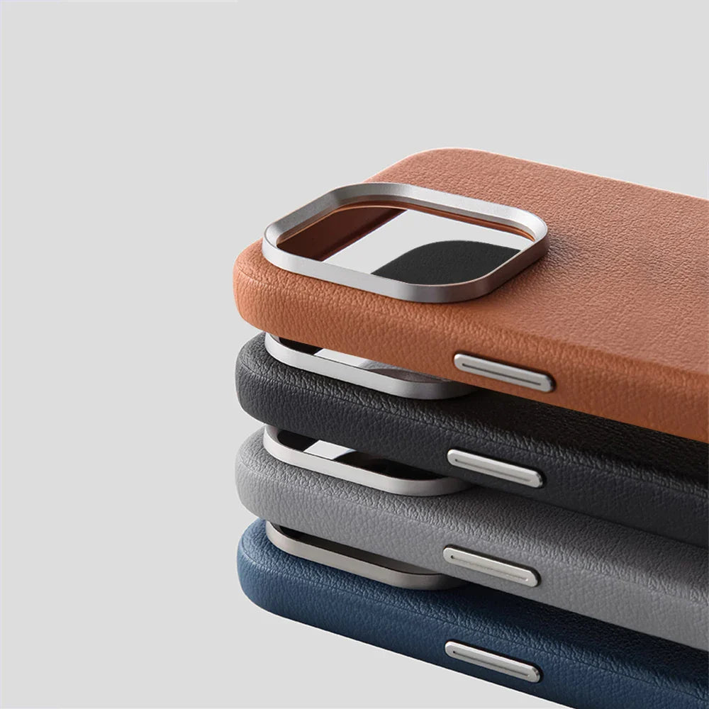 Capinha para iPhone em Couro com Design Minimalista e Compatível com Carregamento MagSafe