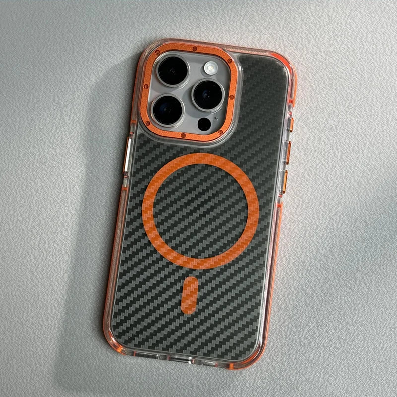 Capinha para iPhone em Fibra de Carbono com Compatibilidade MagSafe