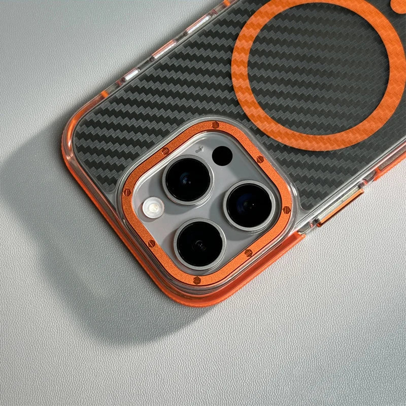 Capinha para iPhone em Fibra de Carbono com Compatibilidade MagSafe