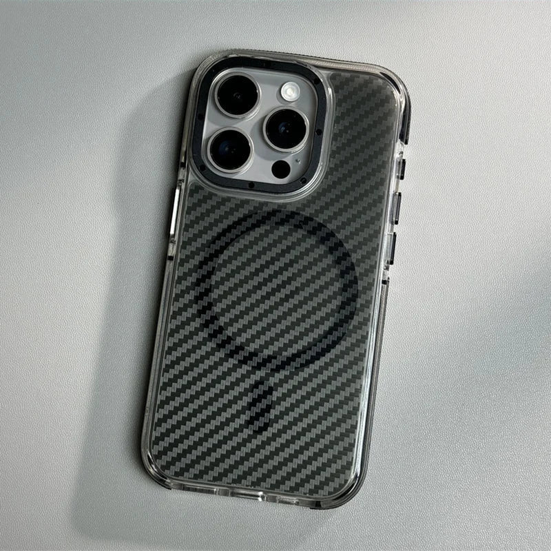 Capinha para iPhone em Fibra de Carbono com Compatibilidade MagSafe