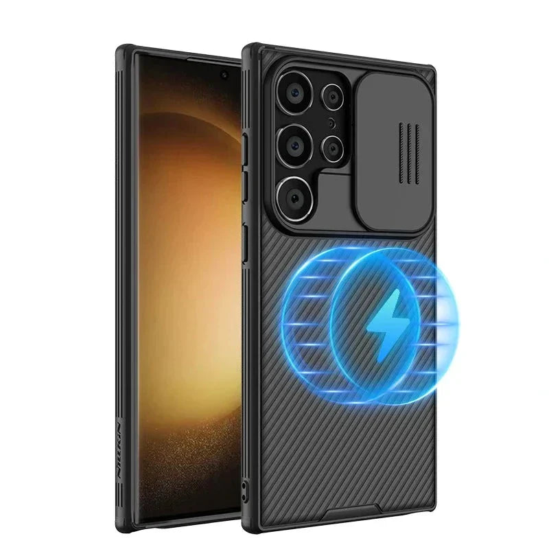 Capinha para Samsung com Carregamento Sem Fio e Proteção para Câmeras
