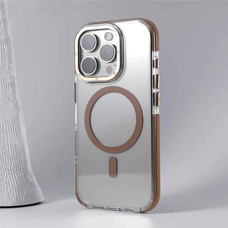 Capinha Transparente para iPhone com Design Minimalista e Compatível com Carregamento MagSafe