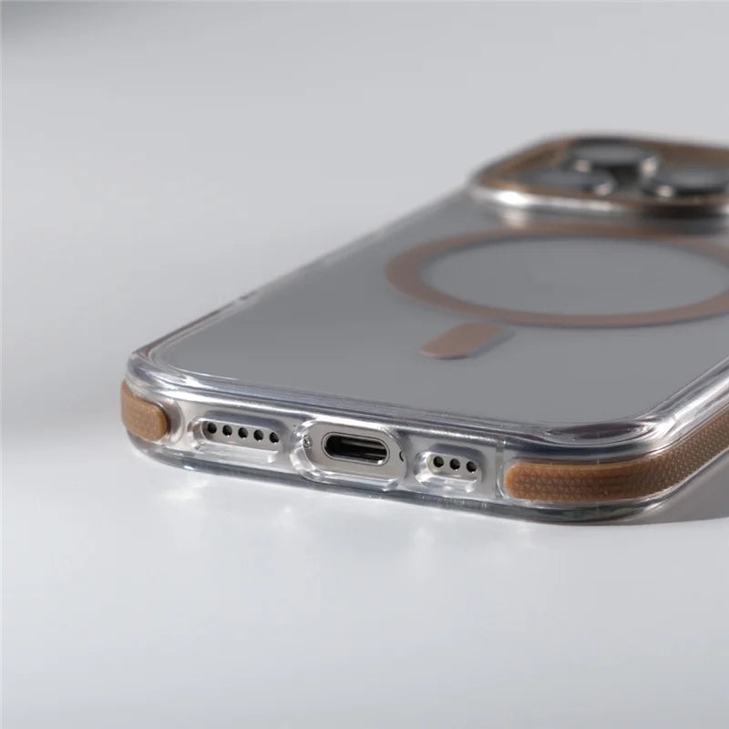 Capinha Transparente para iPhone com Design Minimalista e Compatível com Carregamento MagSafe