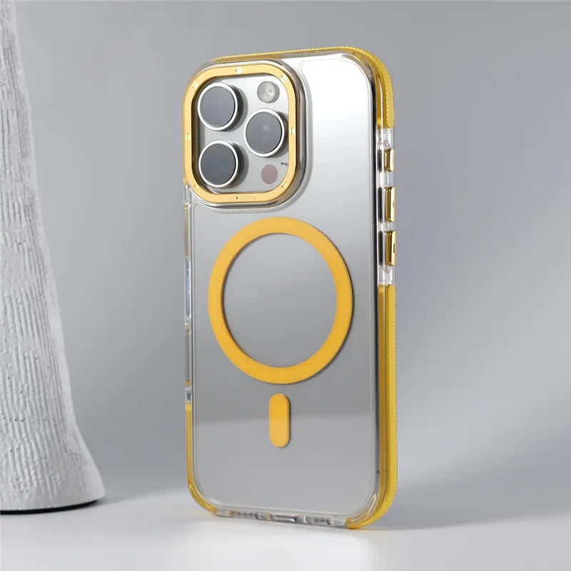 Capinha Transparente para iPhone com Design Minimalista e Compatível com Carregamento MagSafe